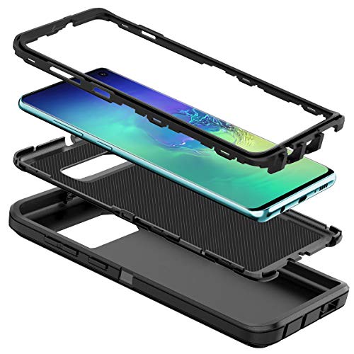 I-HONVA for Galaxy S10 Case [Not fit S10E] Shockproof Dust/Drop Proof 3-Layer Full Body Protection [Without Screen Protector] Rugged Heavy Duty Cover Case for Samsung Galaxy S10, Black