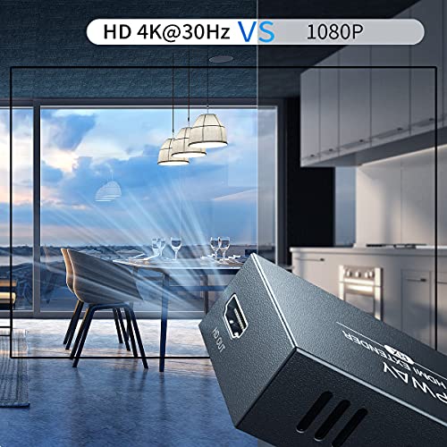 PWAY HDMI Extender Over Cat5e/6, Extend 4K @ 30Hz Audio Video Up to 100m (328ft), Support EDID - POC Function
