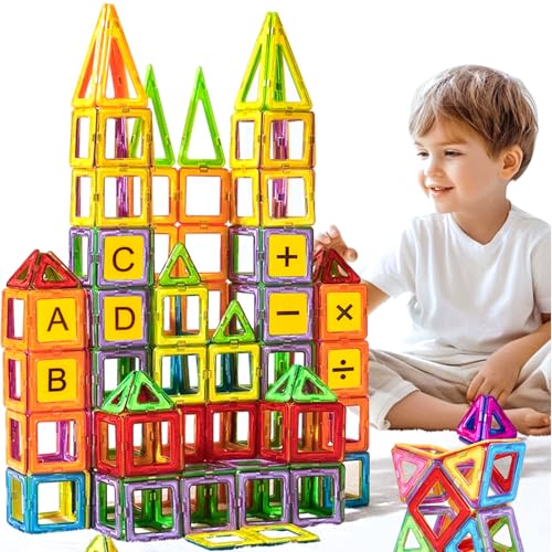 Magnetic Tiles Magnet Building Blocks - Magnetic 3D Building Toys Set for Kids, STEM Sensory Educational Creativity Toys for 3 4 5 6 7 8+ Year Boys Girls, Ideal Gifts for Boys and Girls Game Education