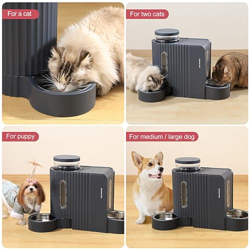 Gardner Pet Automatic Gravity Cat Food Feeder and Water Dispenser Stainless Steel Two-in-One Set Large Capacity Dispenser for Pets Dogs, Puppies, Kittens