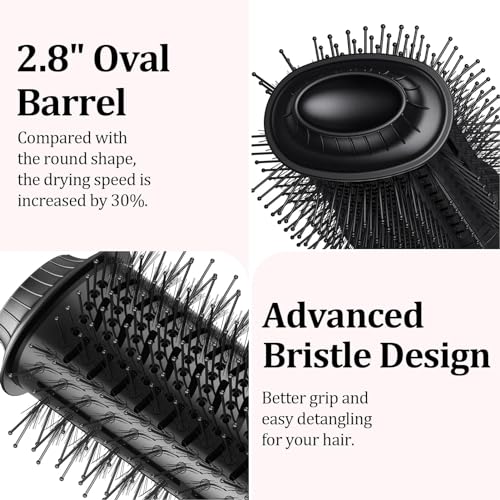 110~250V Dual Voltage Hair Dryer Brush for International Travel, EU/UK Plug Adapter & Travel Case Included, Europe Travel Essentials for Women