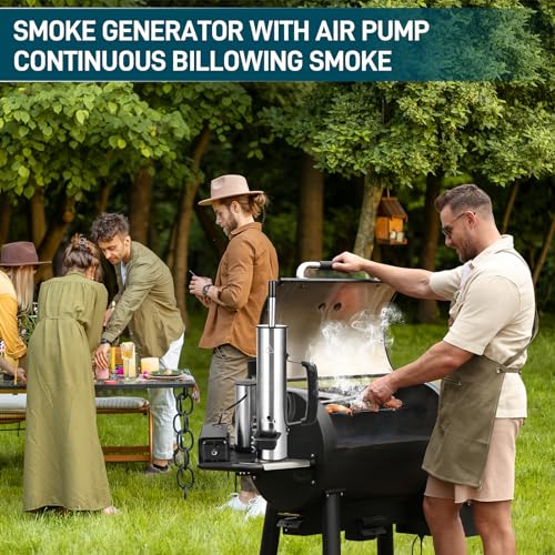 EUTRKei Smoke Tube for Pellet Smoker, Smoke Generator with Air Pump - Continuous Billowing Smoke, Hot or Cold Smoking, for Any Grill or Smoker, Automatic Grill Accessories to Provide Smoking