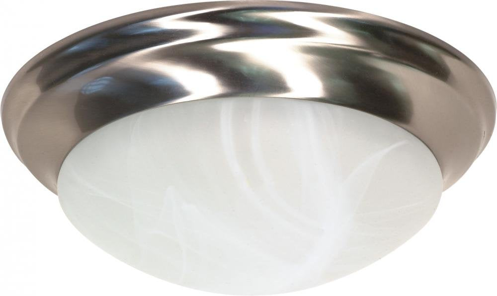 Nuvo 60/284 45923602849 Two Light Flush Mount, 14", Brushed Nickel/Alabaster Glass