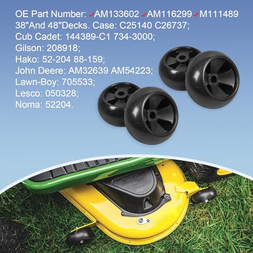 DICMIC 4Pcs Lawn Mower Anti Scalp Deck Wheel Kit Compatible with Gilson 208918 John Deere AM32639 AM54223 Noma 52204 & More