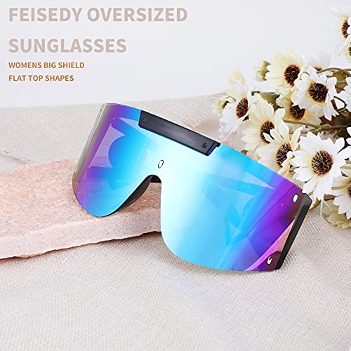 FEISEDY One Piece Oversized Sunglasses for Men Women Big Shades Wrap Shield Sunglasses for Cycling Driving Vacation B4027