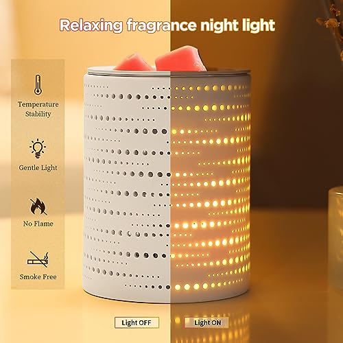 Enaroma Wheatear Wax Melt Warmer Ceramic Oil Burner with Timer Electric Candle Wax Melter with Led Coloful Changing Silicone Removeable Tray for Home Office Bedroom