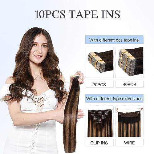 DOORES Tape in Hair Extensions Remy Hair, Bleach Blonde 26 Inch 20pcs 60g, Real Human Hair Extensions Tape in Seamless Straight Remy Skin Weft Hair Extensions