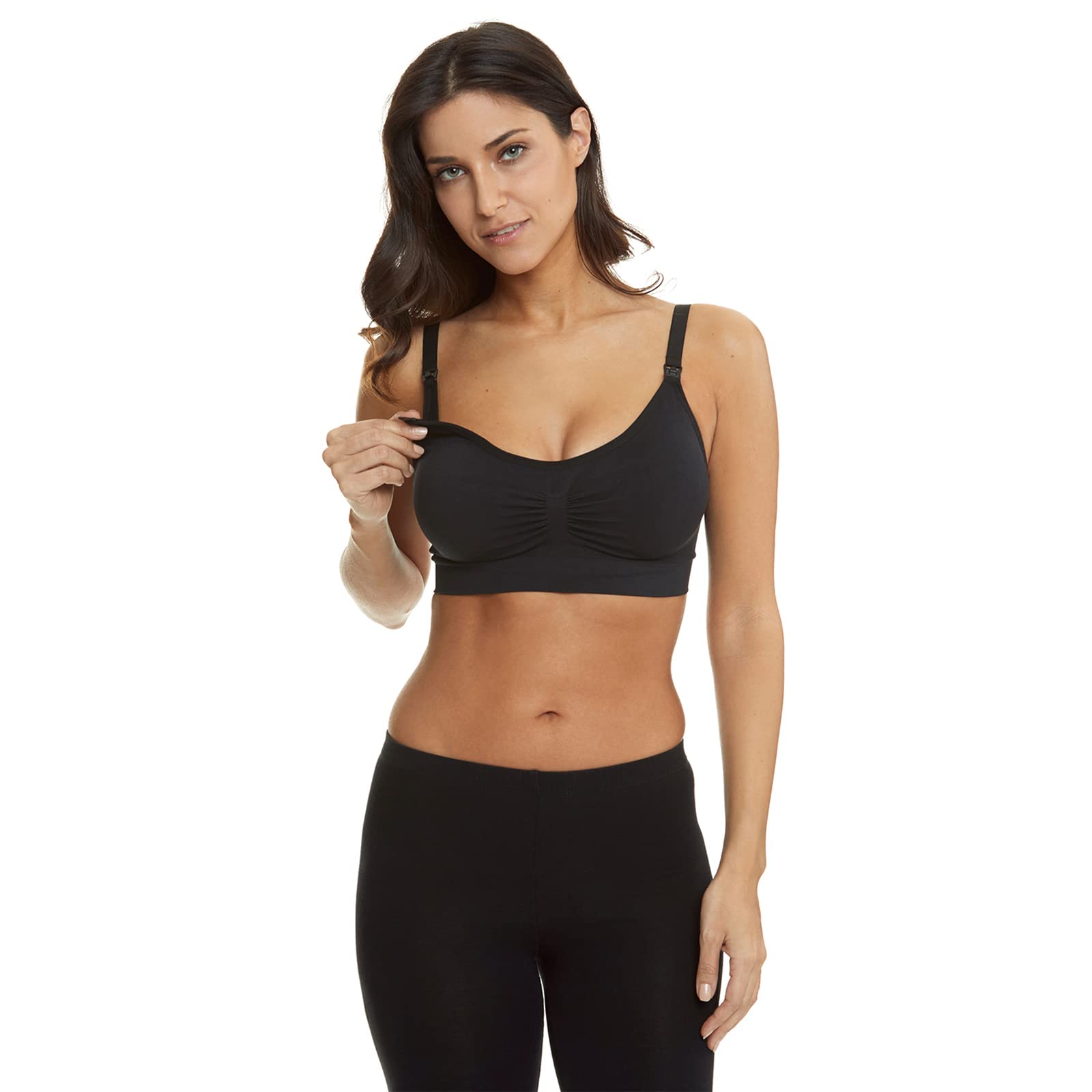 Women's Full Cup Lightly Padded Wirefree Maternity Breastfeeding Nursing Bra,M,3PCS/Pack(Pink-Black-Beige)