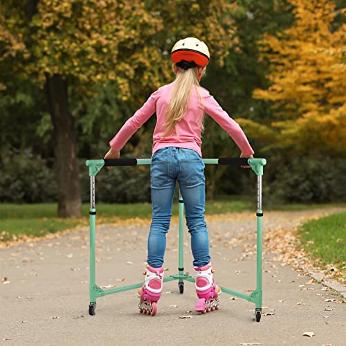 GanFindX Folding Skater Aid for Kids Roller Skating, Adjustable Height Roller Skate Trainer for Kids Toddler Training Walker (Denim Blue)