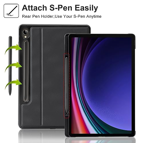 Cobak Case for Samsung Galaxy Tab S9 10.9 Inch 2023 with S Pen Holder, Slim, Multi Viewing Angles, Shockproof Stand Folio Cover. All New PU Leather Smart Cover with Auto Sleep Wake Feature.