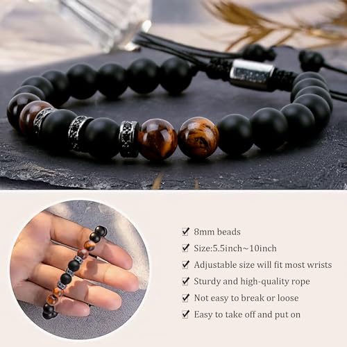 Inngeroo Fathers Day Dad Gifts from Daughter Son Bracelets for Men Mens Gifts Father's Day Birthday Gifts for Men Dad Mens Bracelet Natural Stone for Husband