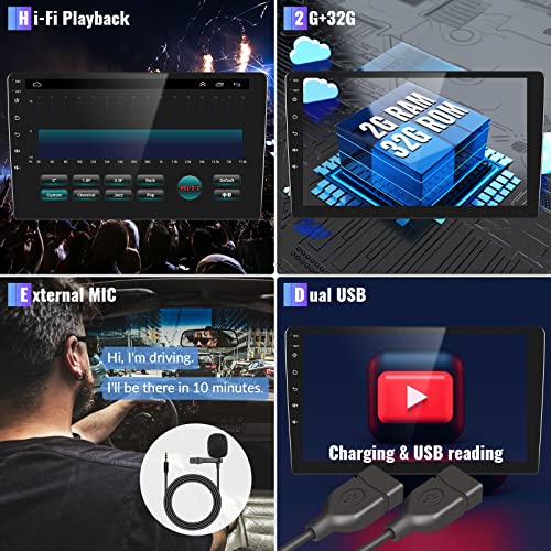 2+64G Car Radio for Jeep Compass Patriot 2010-2016 with Wireless Carplay Android Auto,10.1 inch Touchscreen Car Stereo Radio Support Mirror Link WiFi/GPS Bluetooth FM RDS EQ SWC AHD Backup Camrea