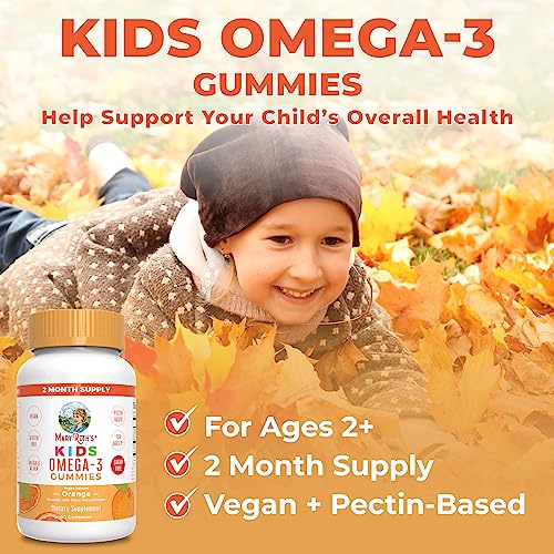 MaryRuth Organics Nutritional Supplement Vegan Omega 3 Gummy for Kids 2+ | 2 Month Supply | Sugar Free | Vitamin C, E, Flaxseed Oil | Immune Support, Overall Wellness | No Fish Taste | 60 Count