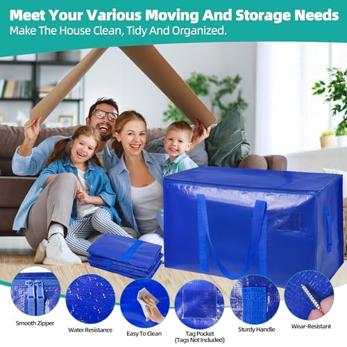 6 Pack Moving Bags Heavy Duty Storage Bags With Zippers And Strong Handles Packing Bags For Moving Storage Travel Camping Space Saving Alternative To Moving Boxes Moving Supplies Visible Black