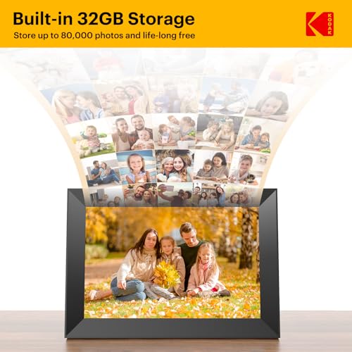 KODAK 10.1 Inch WiFi Digital Picture Frame,1280x800 HD IPS Touch Screen, Electronic Smart Photo Frame with 32 GB Memory, Auto-Rotate, Instantly Share Photos/Videos from Anywhere