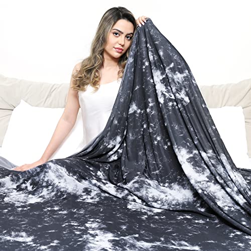 Elegear Cooling Blanket Tie Dye (Queen Size 79"x86"), Q-Max>0.5 Japanese Arc-Chill Cooling Fiber, Both Sides[Cooling/Cotton] for All-Season, Soft Breathable Blankets Keep Adults/Child/Baby Cool - Gray