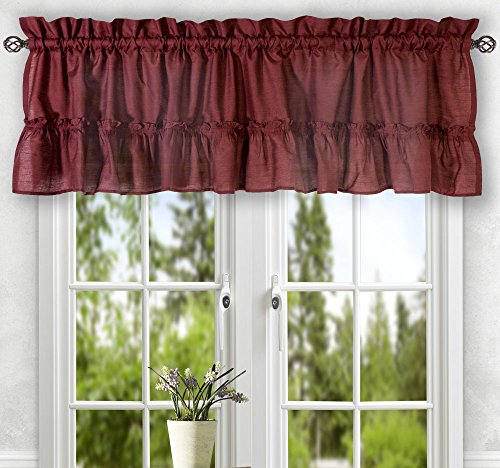 Ellis Curtain Stacey Sheer 56-by-24 Inch Tailored Tier Pair Curtains, Merlot, 56x24