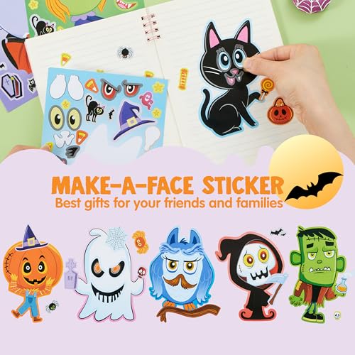 JOYIN 36 Pcs Halloween Make a Face Stickers for Kids, Halloween Crafts Party Supplies, Halloween Party Favor, Funny Stickers with 9 Designs, Halloween Games Classroom Art Activities Goodies Treats