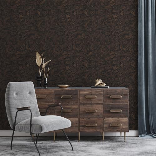 CHIHUT 30”x118” Dark Concrete Wallpaper Peel and Stick Thick Cement Concrete Contact Paper for Countertops Waterproof Self Adhesive Textured Brown Wall Paper for Living Room Bathroom Wall Covering