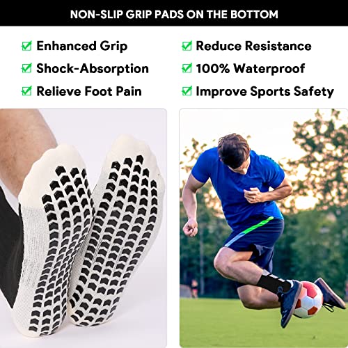 KRICJYH Youth Soccer Socks for Men Athletic Socks 1 Pack Black Socks Non Slip Cushion Crew Training Soccer for Basketball Baseball