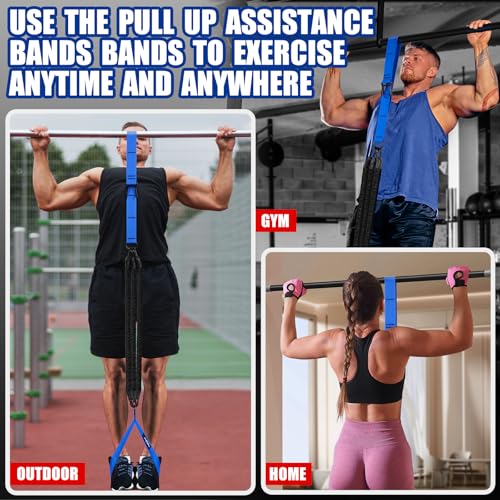 Pull Up Assistance Bands, Heavy Duty Assisted Pull Up Bands for Pull Up Assist, Adjustable Weight/Size with Fabric Feet Mats, Upgrade Pull Up Assist Bands for Strength Training