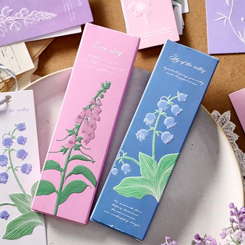 Doraking 20PCS Nature Flower Themed Paper Bookmarks for Book Lovers, Boxed Bookmarks Set as Gifts for Students