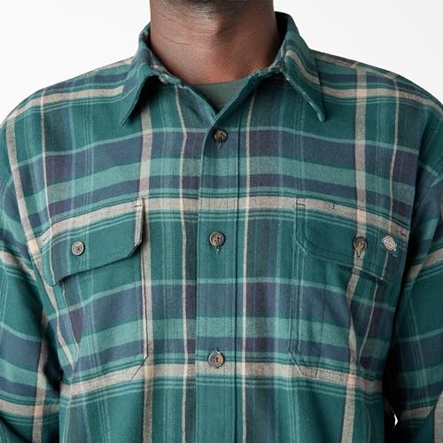Dickies Men's Flex Long Sleeve Flannel Shirt Blue