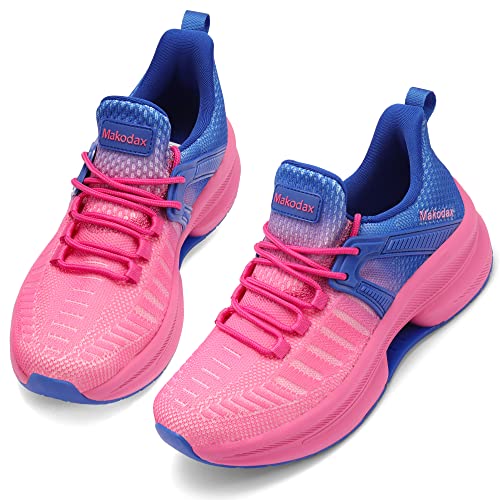 Makodax Womens Running Shoes Mesh Breathable Sneakers Lightweight Fashion Sports Athletic Walking Shoes,Blue Pink,US 5.5
