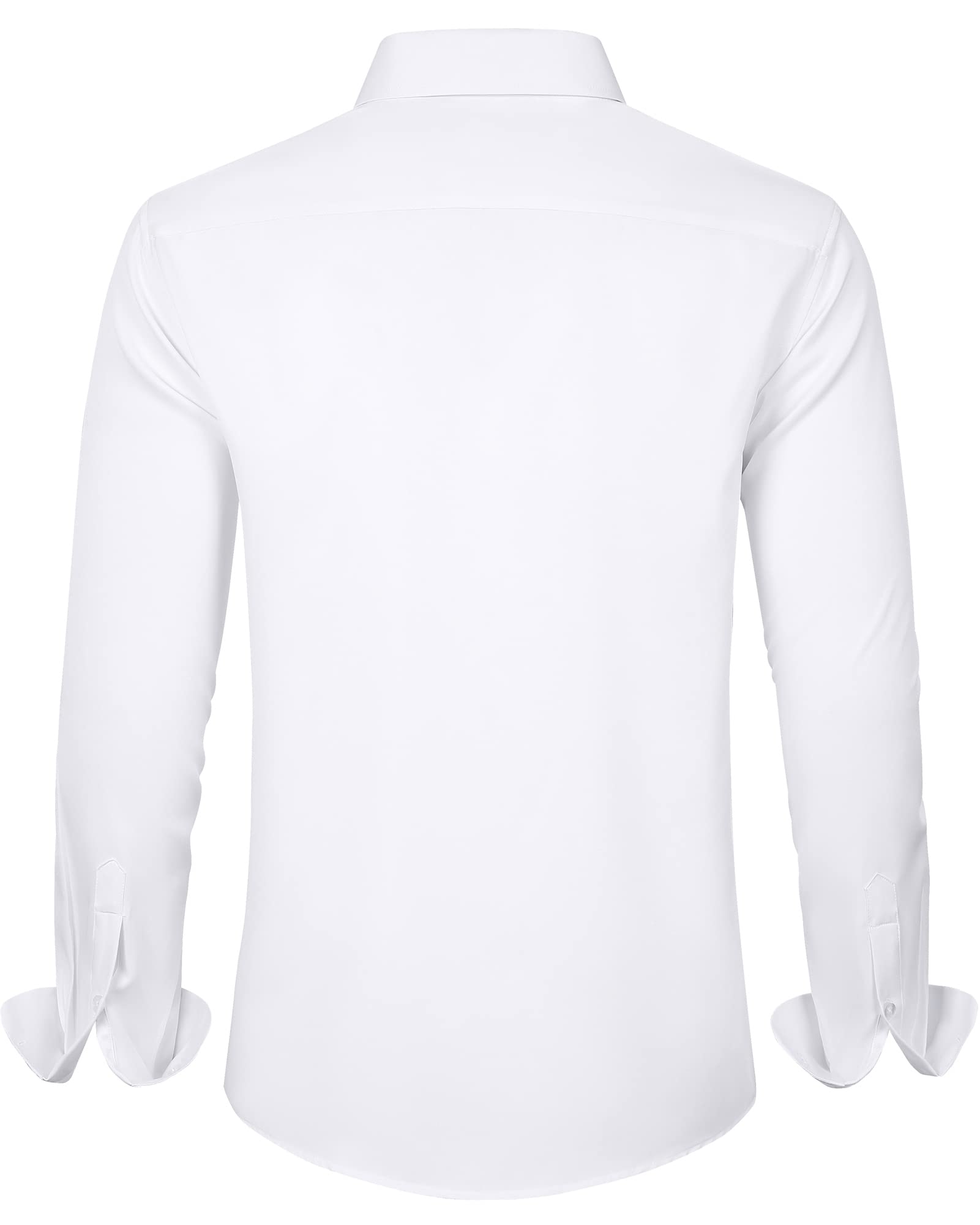 J.VER Men's Casual Long Sleeve Stretch Dress Shirt Wrinkle-Free Regular Fit Button Down Shirts White 4XL