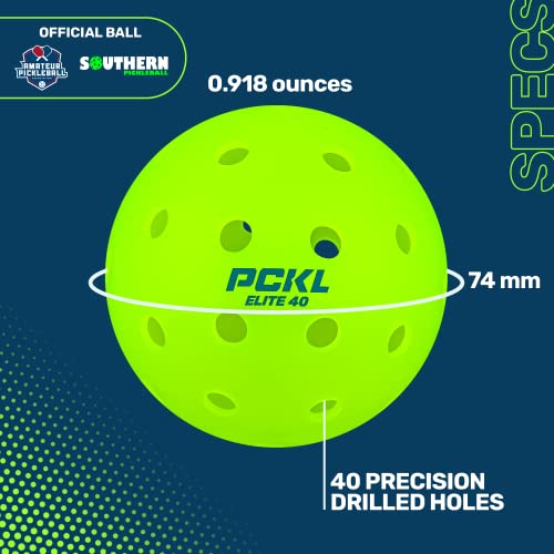 PCKL Elite 40 Pickleball Balls Cold Weather Rated | Tournament and Competition Ball | 4 Pack of Balls | 50 Pack | 100 Bulk Pack | USA Pickleball Approved (4 Pack, Neon Green)