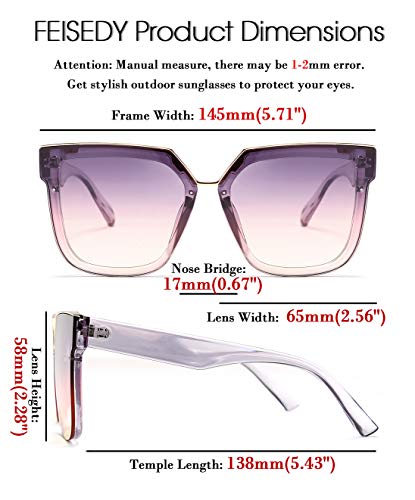 FEISEDY Fashion Women Men Sunglasses Square Frame Metal Shape Nesting Lenses B2595