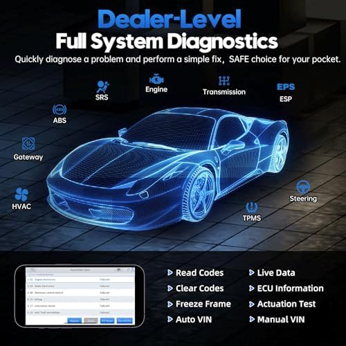 Wireless OBD2 Scanner for Android & iPhone, XTOOL Anyscan A30M 2024 Newest Bidirectional Scan Tool with Free Updates, All System Diagnostics, 21 Resets, ABS Bleed, Oil Reset, Upgraded Ver. of A30