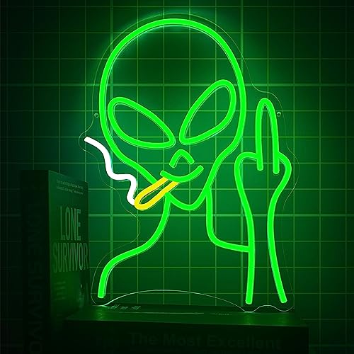 HAJAE Alien Cowboy Neon Sign, Dimmable Led Neon Signs for Wall Decor Bedroom Man Cave Game Room Home Bar Party Decor, Led Alien Neon Light for Birthday Christmas Gift (Alien Cowboy)