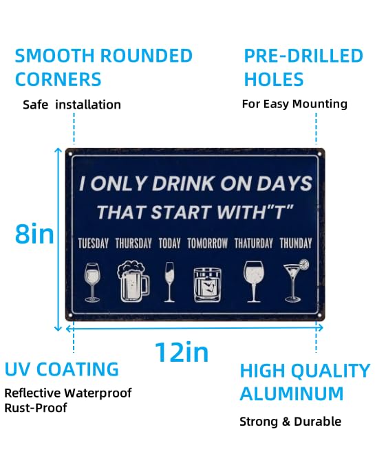 Carastora Funny Bar Metal Tin Sign – Vintage Wall Decor for Man Cave, Pub, Club, or Garage – Great Gift for Drink Lovers, 8x12 Inches