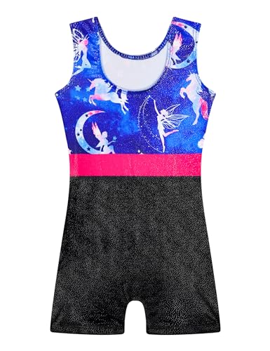 Leotard for Girls Gymnastics Size 8-9 Years Old Sparkle Pink Black Hearts Stars Sleeveless Unitards