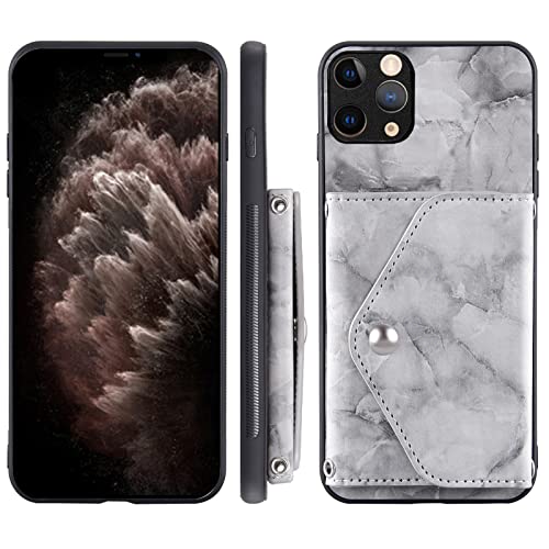 Phone Case for iPhone 11 Pro 5.8 Wallet Cover with Screen Protector and Crossbody Strap Lanyard Marble Credit Card Holder Stand Cell Accessories iPhone11pro iPhone11 i XI 11s 11pro Women Girls Grey