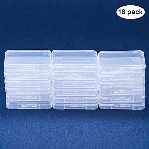 BENECREAT 18 Pack 2.63x2x0.47 Inches Rectangle Clear Plastic Bead Storage Containers Box Drawer Organizers with lid for Items,Earplugs,Pills,Tiny Bead,Jewelry Findings