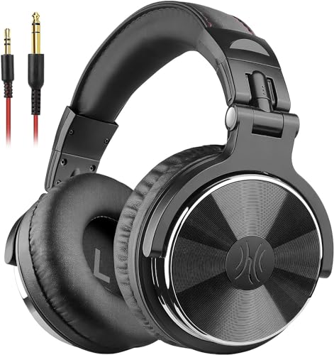 OneOdio Wired Over Ear Headphones Studio Monitor & Mixing DJ Stereo Headsets with 50mm Neodymium Drivers and 1/4 to 3.5mm Jack for AMP Computer Recording Podcast Keyboard Guitar Laptop - Black