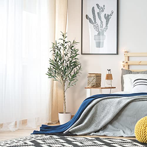 Melli Welli Olive Trees Artificial Indoor 4FT Artificial Tree Faux Olive Tree Tall Faux Tree Indoor Artificial Olive Tree Indoor Outdoor Home Decor Living Room Office Housewarming 1pc
