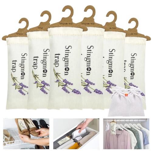 Stingmon Lavender Sachet and Cedar Bags for Clothes Storage, Cedar Chips for Closets and Drawers, Lavender Sachet Bags Protect Clothing Drawer Freshener, Moth Trap Protection