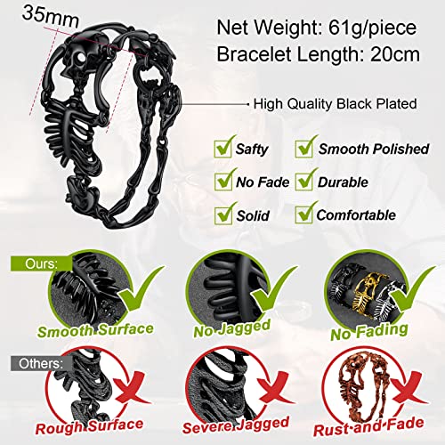 FaithHeart Bracelet for Men Punk Skull Chains Human Skeleton Gothic Jewelry for Female Hip Hop Cool Wristband