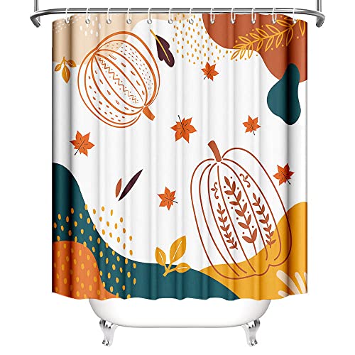 MEHOFOND 72x72 Inch Fall Shower Curtains for Bathroom Boho Pumpkin Shower Curtains Bohemia Bathroom Decor Mid Century Shower Curtain Waterproof and Machine Washable with 12 Hooks