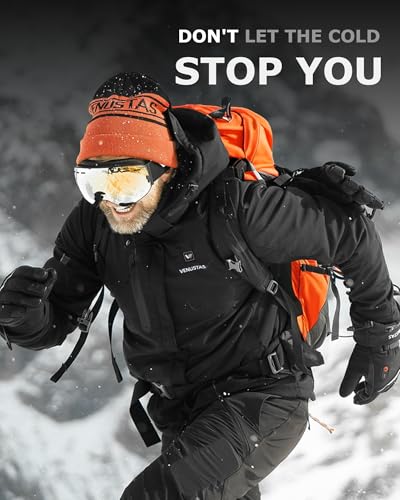 Venustas Men's Heated Jacket with Battery pack 7.4V, Windproof Electric Insulated Coat with Detachable Hood