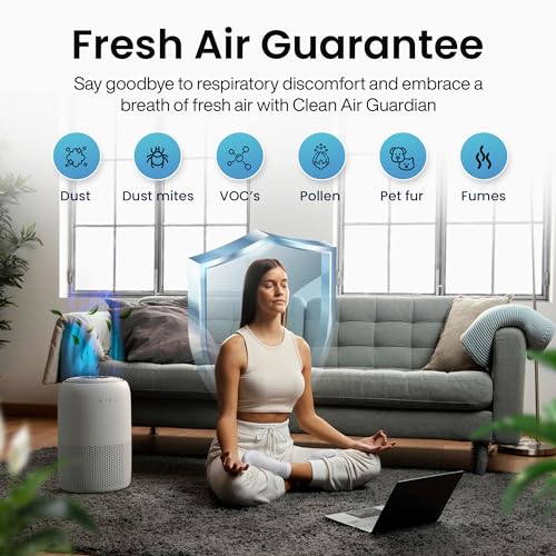 MIKO Air Purifier for Bedroom with 3-in-1 HEPA Filter & Sleep Mode, Whisper Quiet, Covers Up to 1200 ft, Smart Wi-Fi App Control - Removes Smoke, Allergens, Pets Hair, Dust, Odors, Pollutants