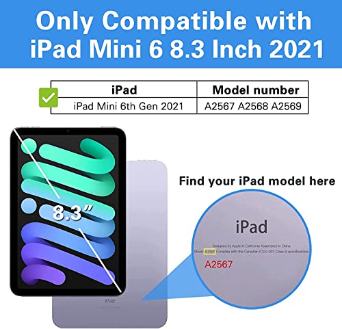 BMOUO iPad Mini 6 Case, iPad Mini 6th Generation Case, Rugged Shockproof [360° Rotating Stand] [Hand Strap] [2nd Gen Pencil Holder] Kids Case for New iPad Mini 6th Generation 8.3 inch 2021- Black