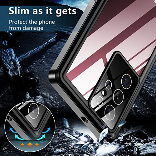 SPIDERCASE Designed for Samsung Galaxy S22 Ultra Case, Waterproof Built-in Screen Protector Full Protection Heavy Duty Shockproof Anti-Scratched Rugged Case for Galaxy S22 Ultra 5G 6.8'' 2022, Black