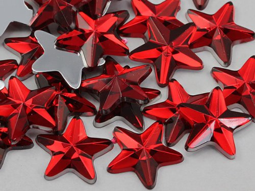 Allstarco Star Rhinestones Embelishments 15mm Flat Back Acrylic Plastic Gems for Jewelry, Crafts, Costumes, Invitations, Cosplay - 35 Pieces (Green Peridot .PD2)