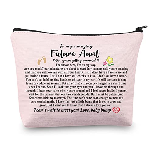 CMNIM Future Aunt Gifts Aunt Announcement Gifts New Aunt Makeup Bag Auntie To Be Gifts Aunt Cosmetic Bag (Future Aunt Makeup Bag)