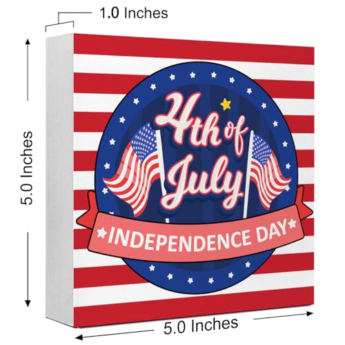 4th of July Independence Day Wooden Box Sign Desk Decor,America Wood Sign,July 4th Decorations,Independence Day Wooden Plaque,USA Patriotic Decor