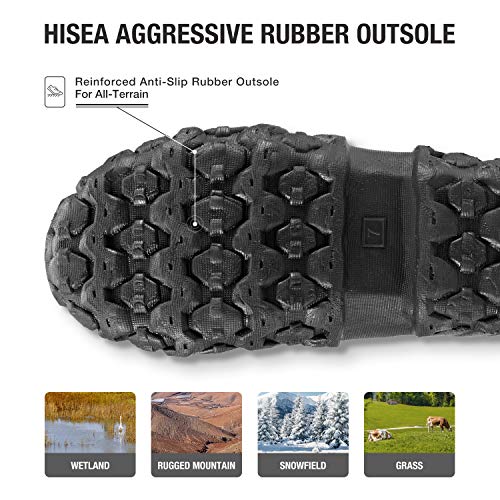 HISEA Men's Rain Boots Waterproof Rubber Boots Neoprene Insulated Mud Boots Outdoor